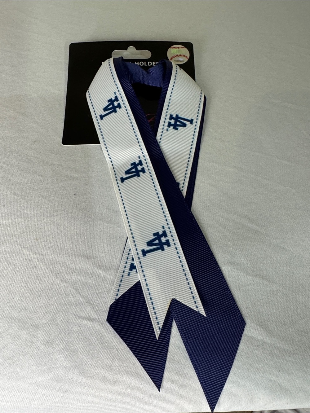 Navy and White Team Ribbon Hair Tie